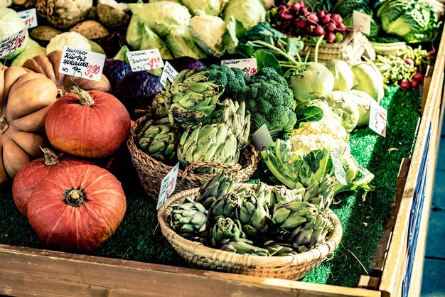 Fresh organic produce at farmers market